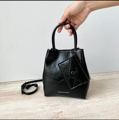 Charles & Keith Matina Crinkle-Effect Elongated Bag