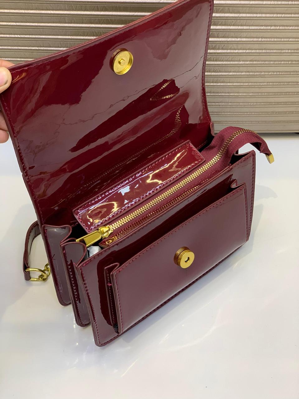 Ysl Maroon Top Handle Crossbody Bag