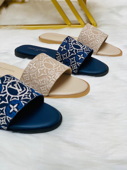 Lv Embroidered Flats