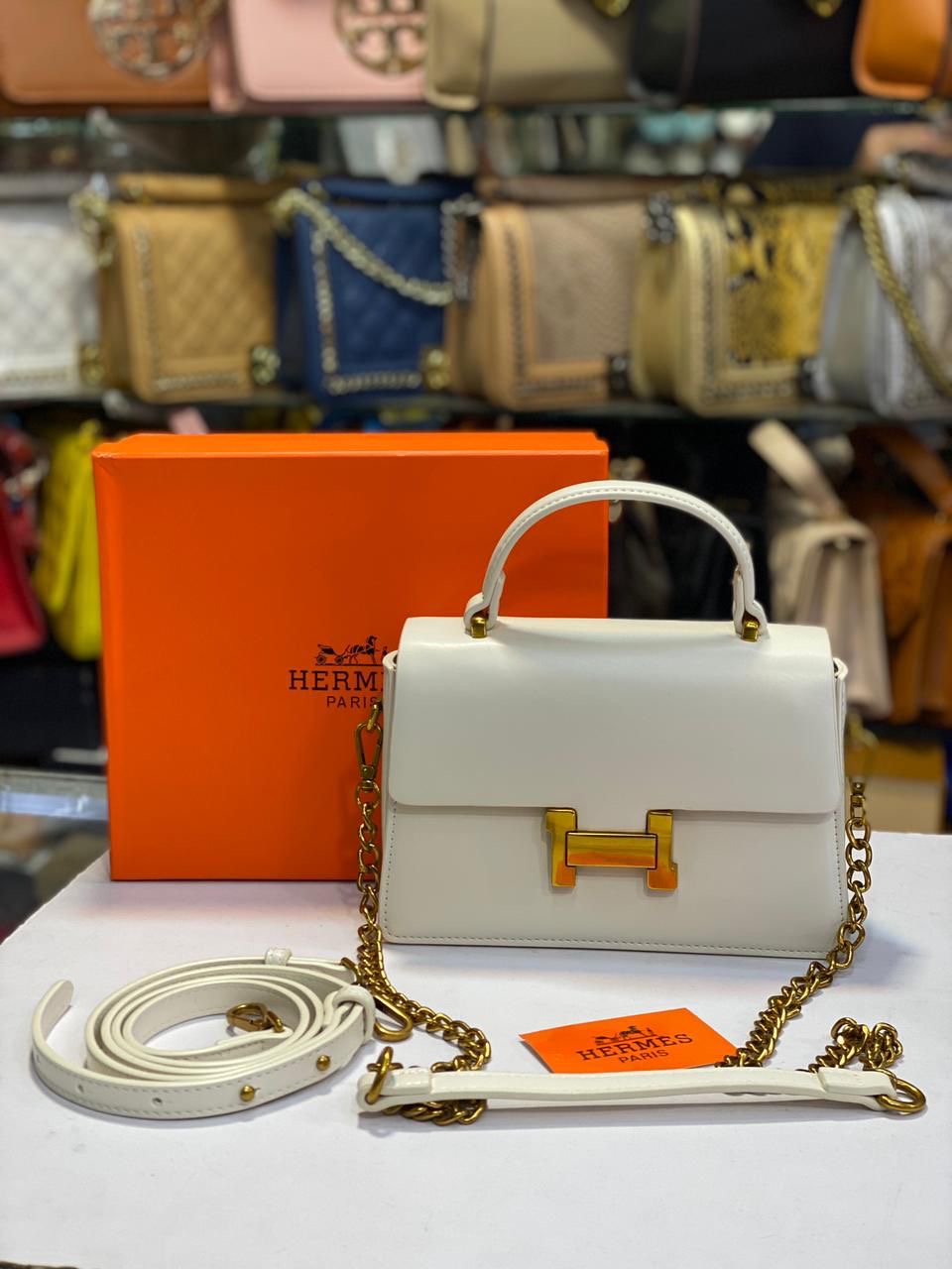 Hermes Signature Top Handle Formal Bag With Strap