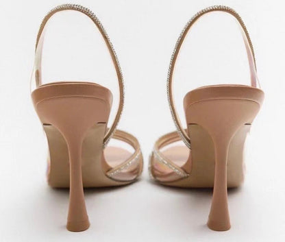 Zara Vinyl Embelished Diamante Heels
