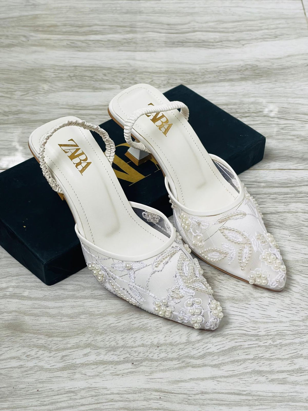 Zara Embroidered Net Pumps