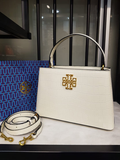 Tory Burch Crocodile Embossed Micro Satchel Crossbody Bag