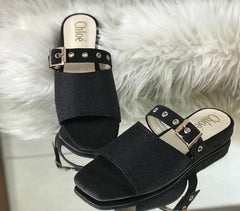 Chloe Canvas Crafted Mules