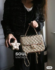 24C Chanel Mirrored Metallic  Backpack With Star Coin Purse