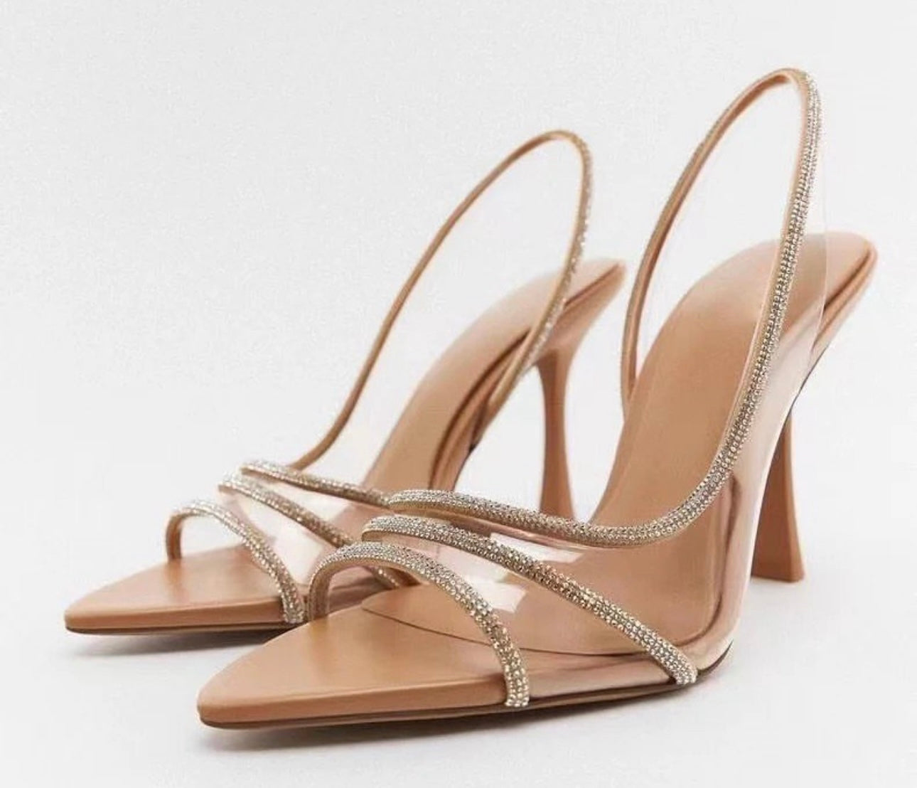 Zara Vinyl Embelished Diamante Heels