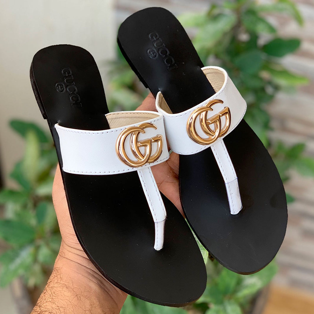 Gucci Double G Leather Thong Sandal