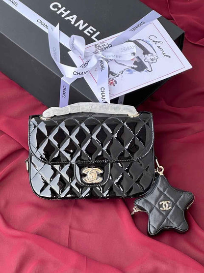 24C Chanel Mirrored Metallic  Backpack With Star Coin Purse