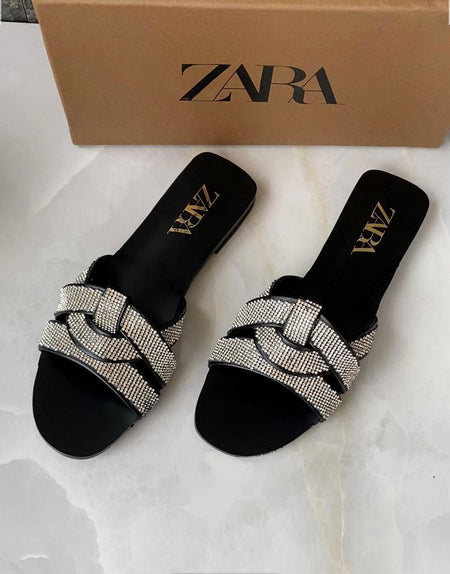 Zara Basic Diamond Embellished Sandals