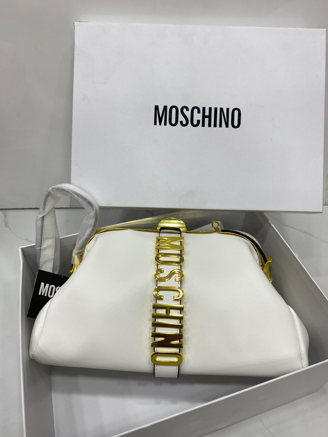 Moschino Logo Crafted Clutch Bag