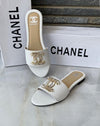 Chanel Embellished Logo Sandals