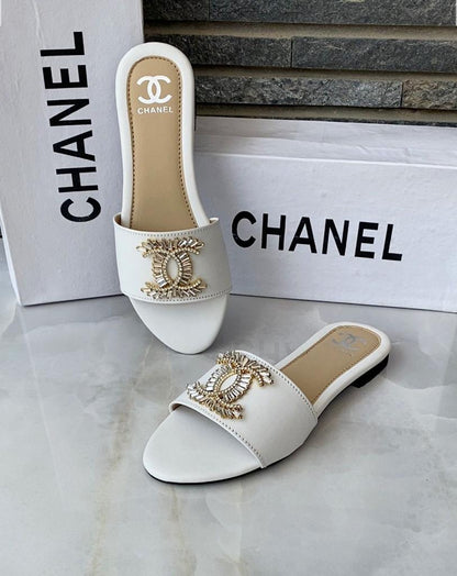 Chanel Embellished Logo Sandals