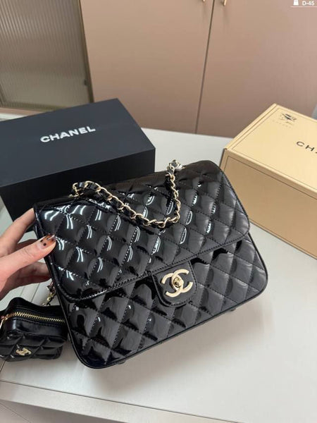 24C Chanel Mirrored Metallic  Backpack With Star Coin Purse