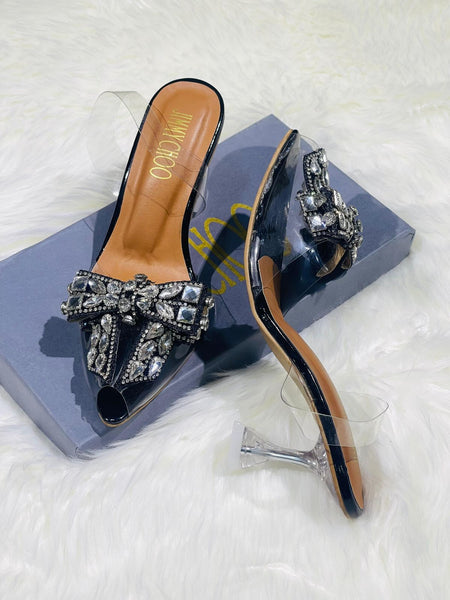 Jimmy Embroidered Bow Heels