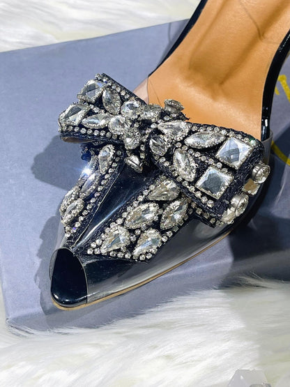 Jimmy Embroidered Bow Heels