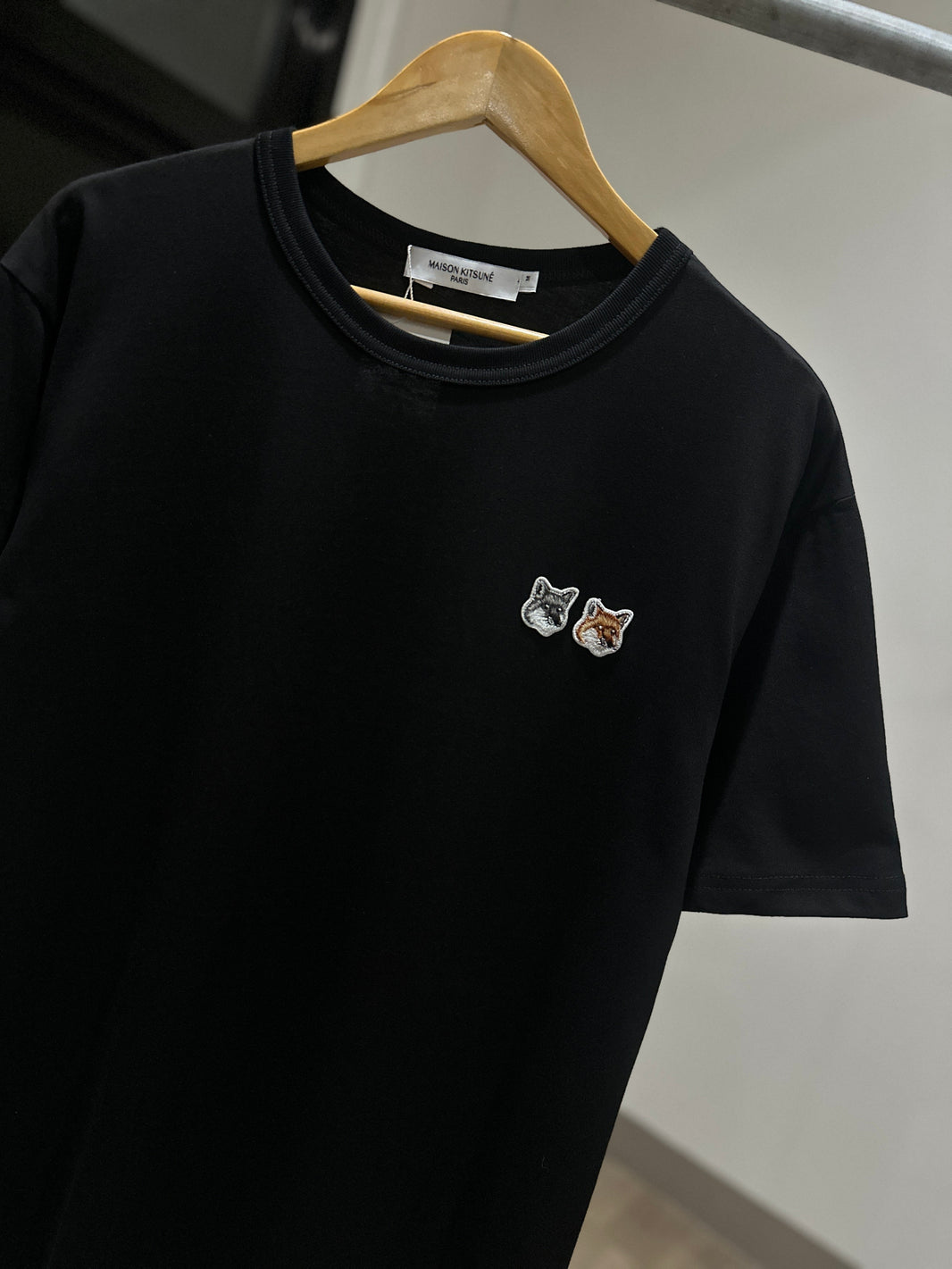 Maison Kitsune Double Fox Head Patch T-Shirt (Black)