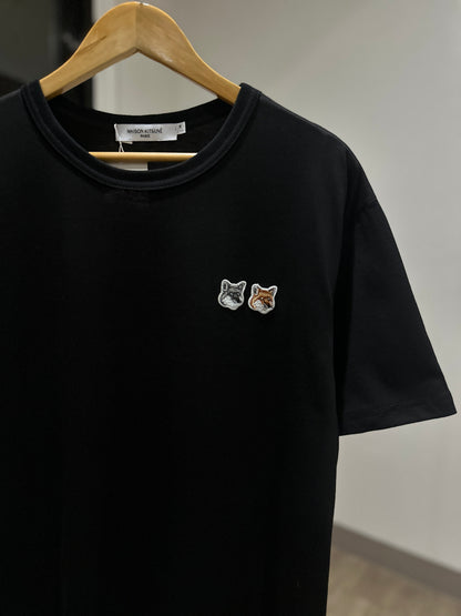 Maison Kitsune Double Fox Head Patch T-Shirt (Black)
