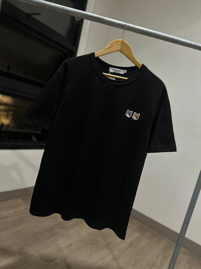 Maison Kitsune Double Fox Head Patch T-Shirt (Black)