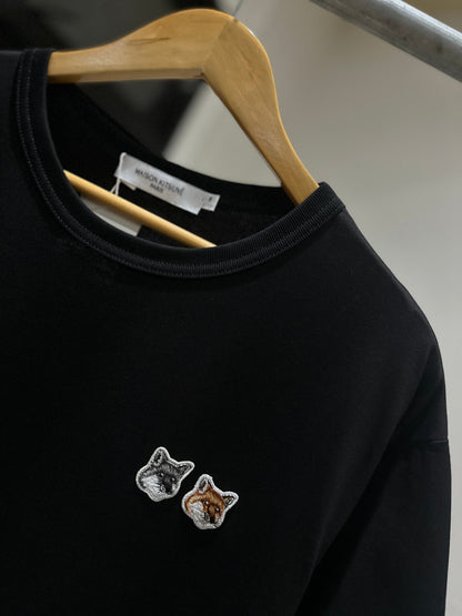 Maison Kitsune Double Fox Head Patch T-Shirt (Black)