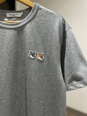 Maison Kitsune Double Fox Head Patch T-Shirt (Heather Gray)