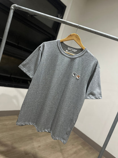 Maison Kitsune Double Fox Head Patch T-Shirt (Heather Gray)