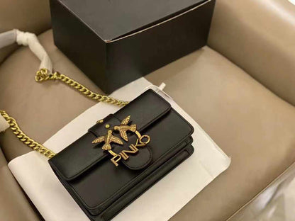 Pinko Bird Logo Crafted Shoulder Bag