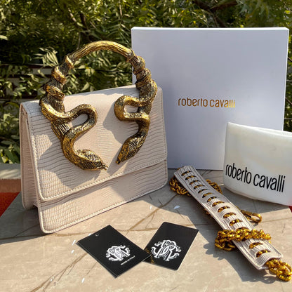 Roberto Cavalli Borsa Bordeaux Con Serpenti Bag