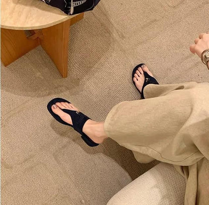 Loro Piana Summer Charms Walk Suede Thong Sandals