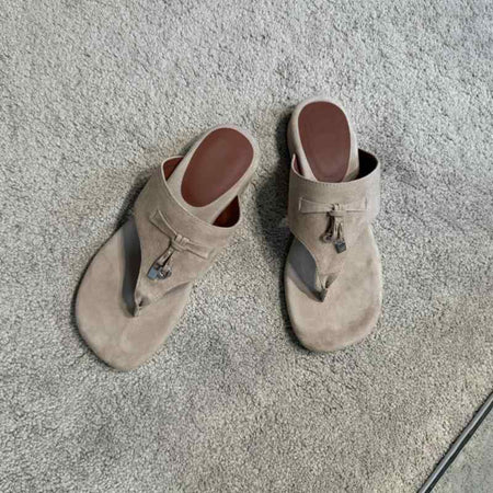 Loro Piana Summer Charms Walk Suede Thong Sandals