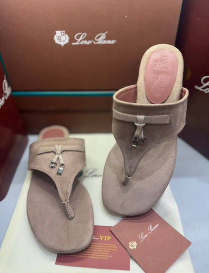 Loro Piana Summer Charms Walk Suede Thong Sandals