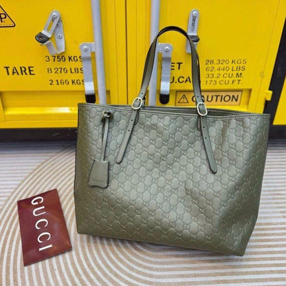 Gucci GG Emblem Debossed Leather Tote