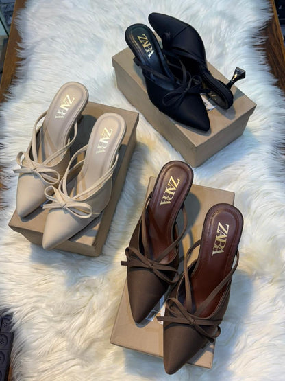 Zara Bow Satin Heels