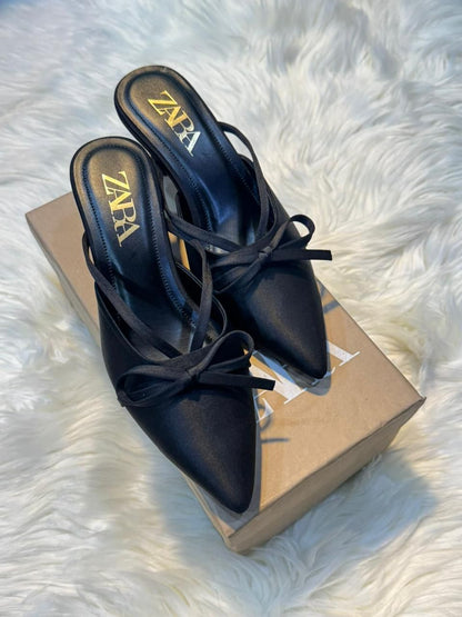 Zara Bow Satin Heels