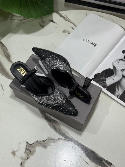 Zara Rhinestone Net Heel