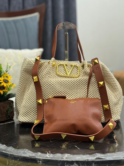 Valentino Garavani Medium Summer Straw Tote Bag
