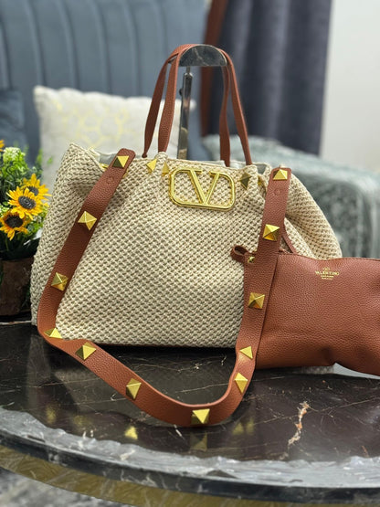 Valentino Garavani Medium Summer Straw Tote Bag