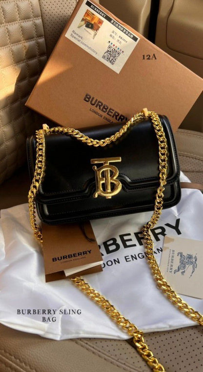 Burberry Black Smooth Calfskin Leather Mini Chain Bag