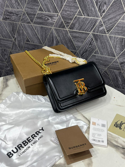 Burberry Black Smooth Calfskin Leather Mini Chain Bag