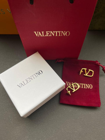 Premium Quality Valentino Garavani VLogo Signature Metal Earrings.
