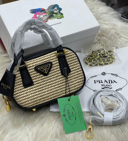 Prada Top Handle Canvas Crossbody