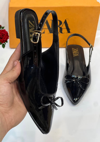 Zara Patent Bow Pumps