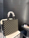Prada Large Symbole Embroidered Fabric Handbag