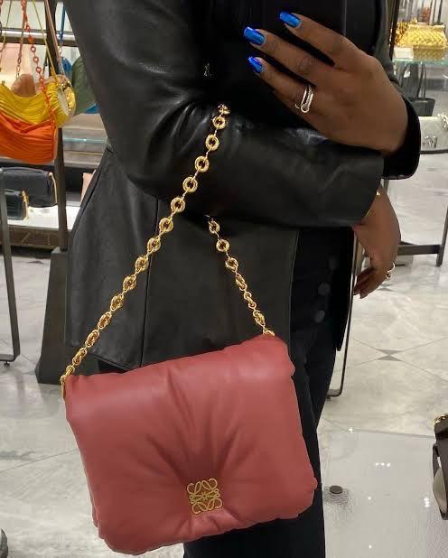 Loewe Women's Brown Goya Puffer Leather Shoulder Bag