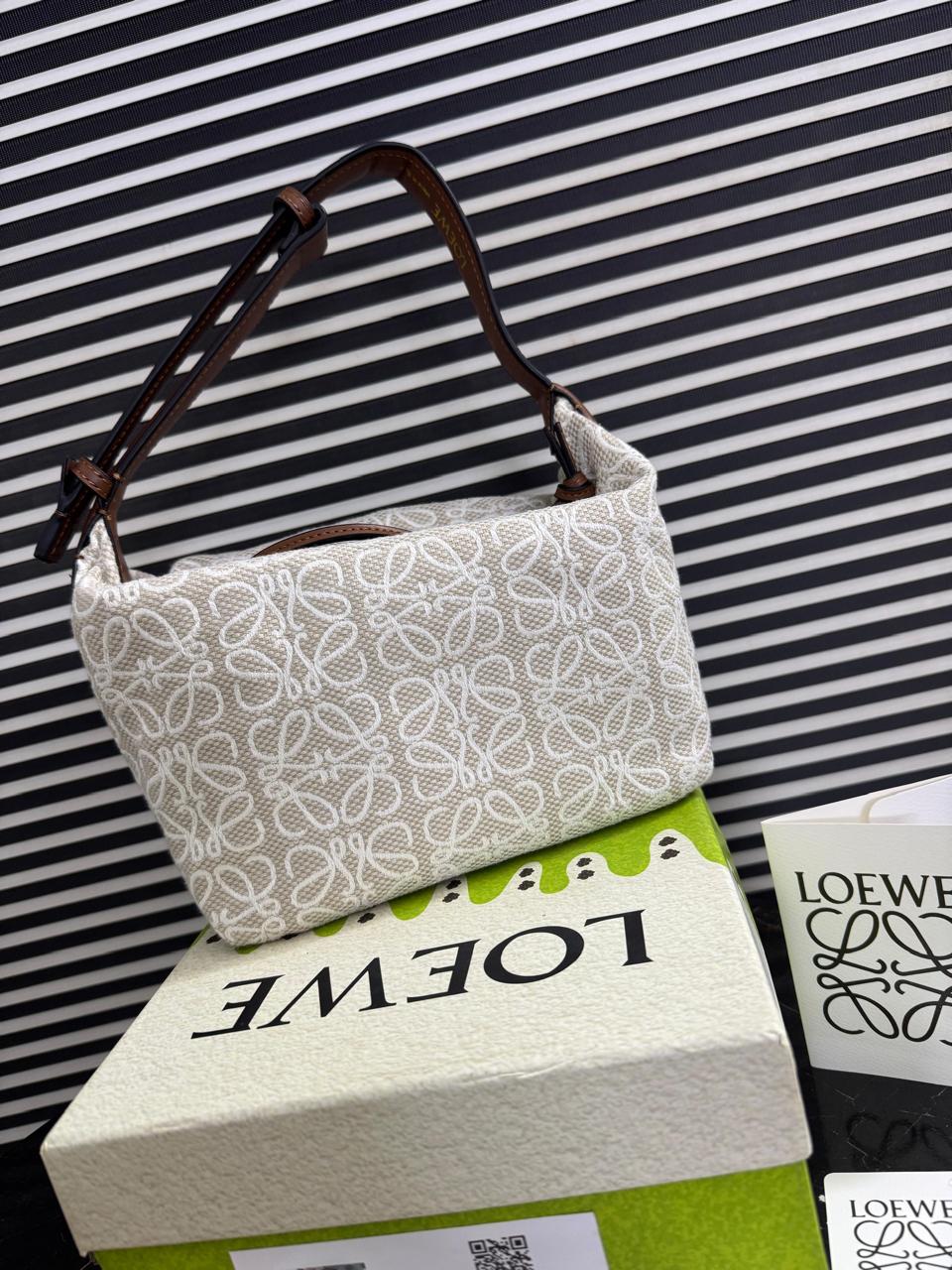 Loewe Small Cubi Anagram Jacquard Canvas Shoulder Bag
