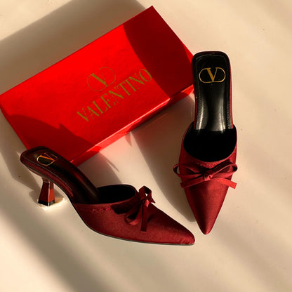 V Satin Heels