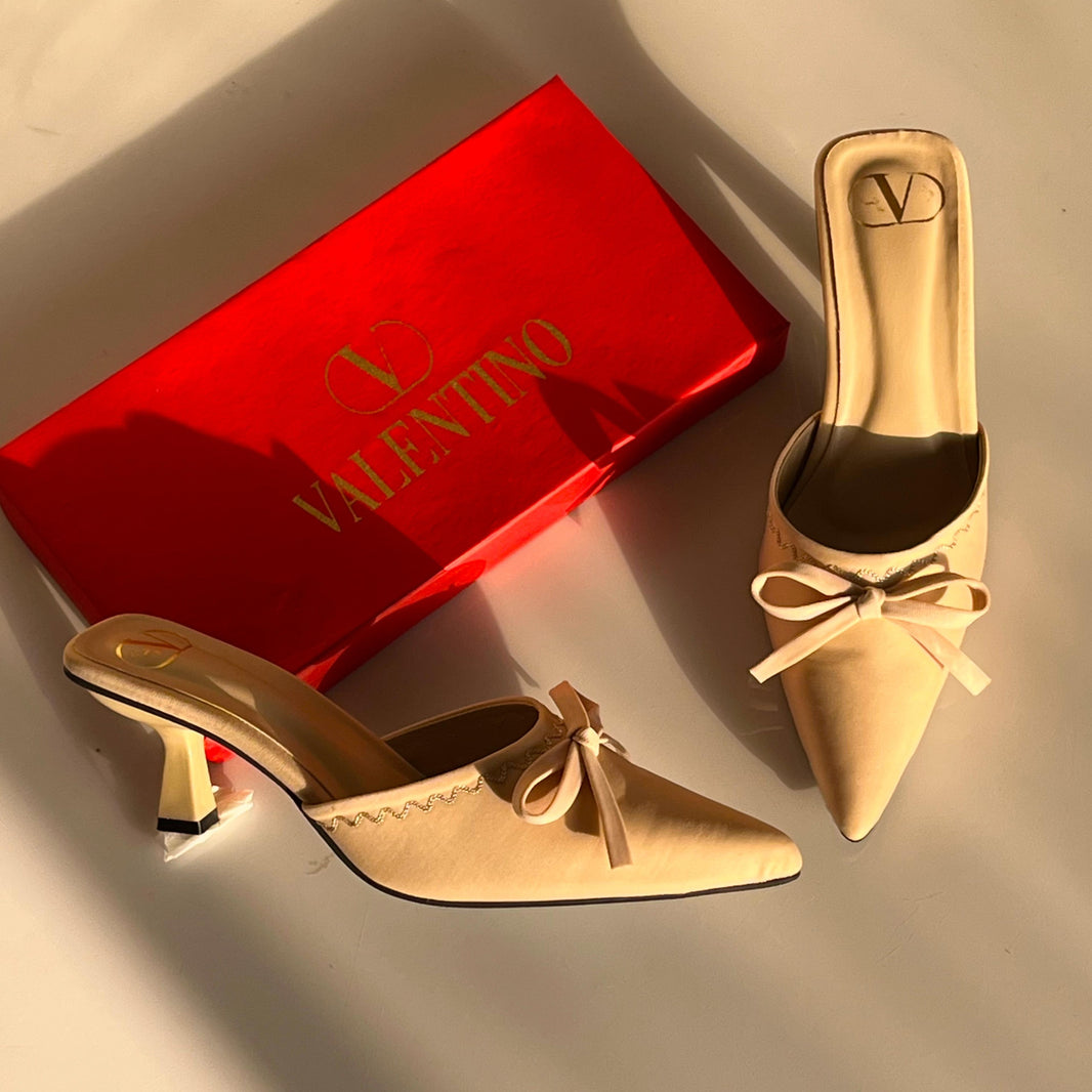 V Satin Heels