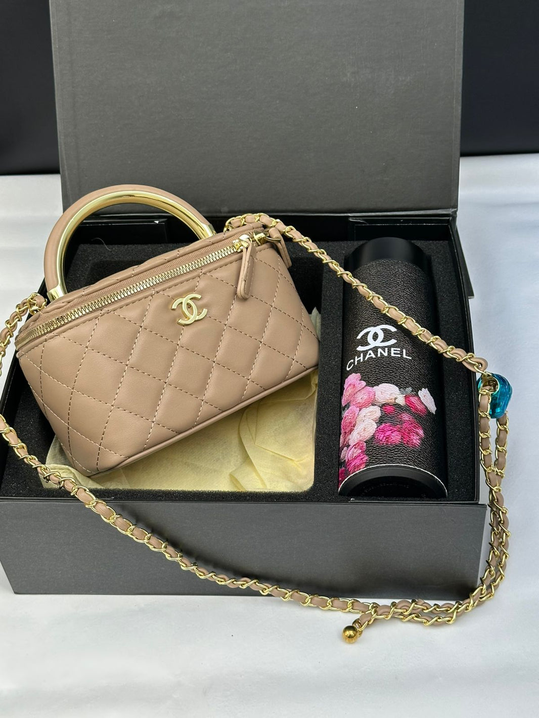 Chanel Bag Set With Bottle