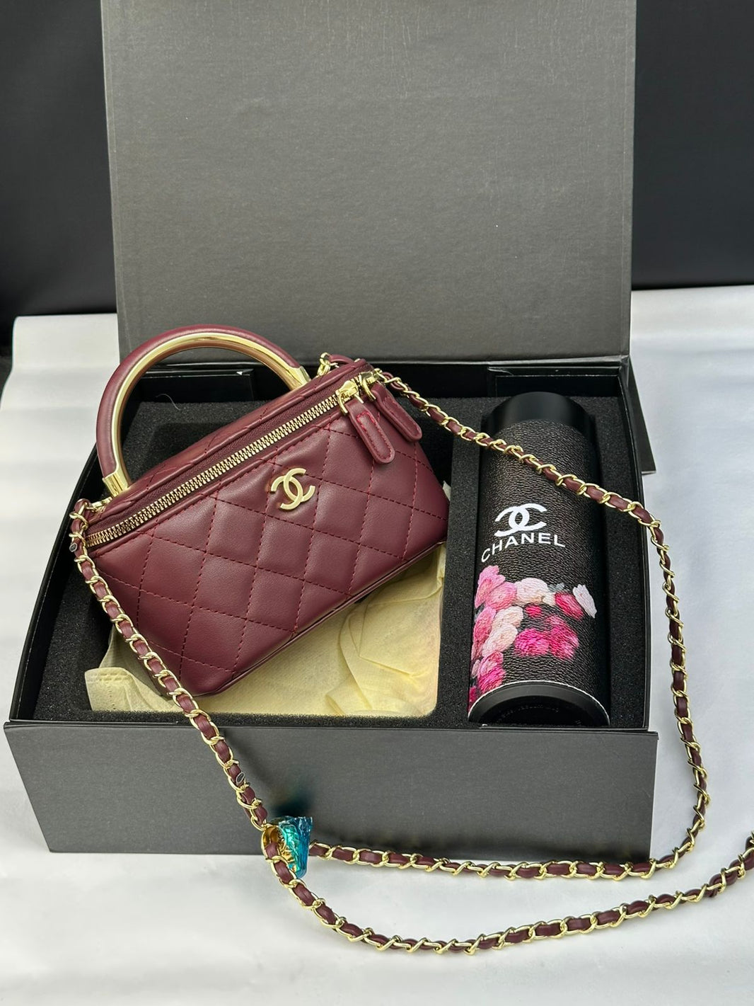 Chanel Bag Set With Bottle