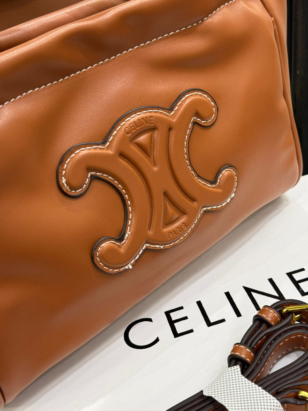 Celine Small Cabas Drawstring Cuir Triomphe Bag