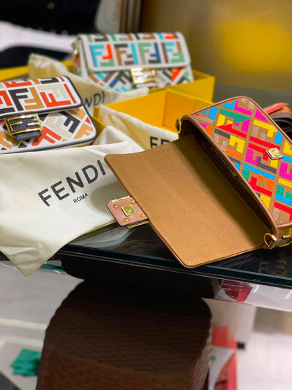 Fendi  Baguette  Canvas bag with multicolor FF embroidery